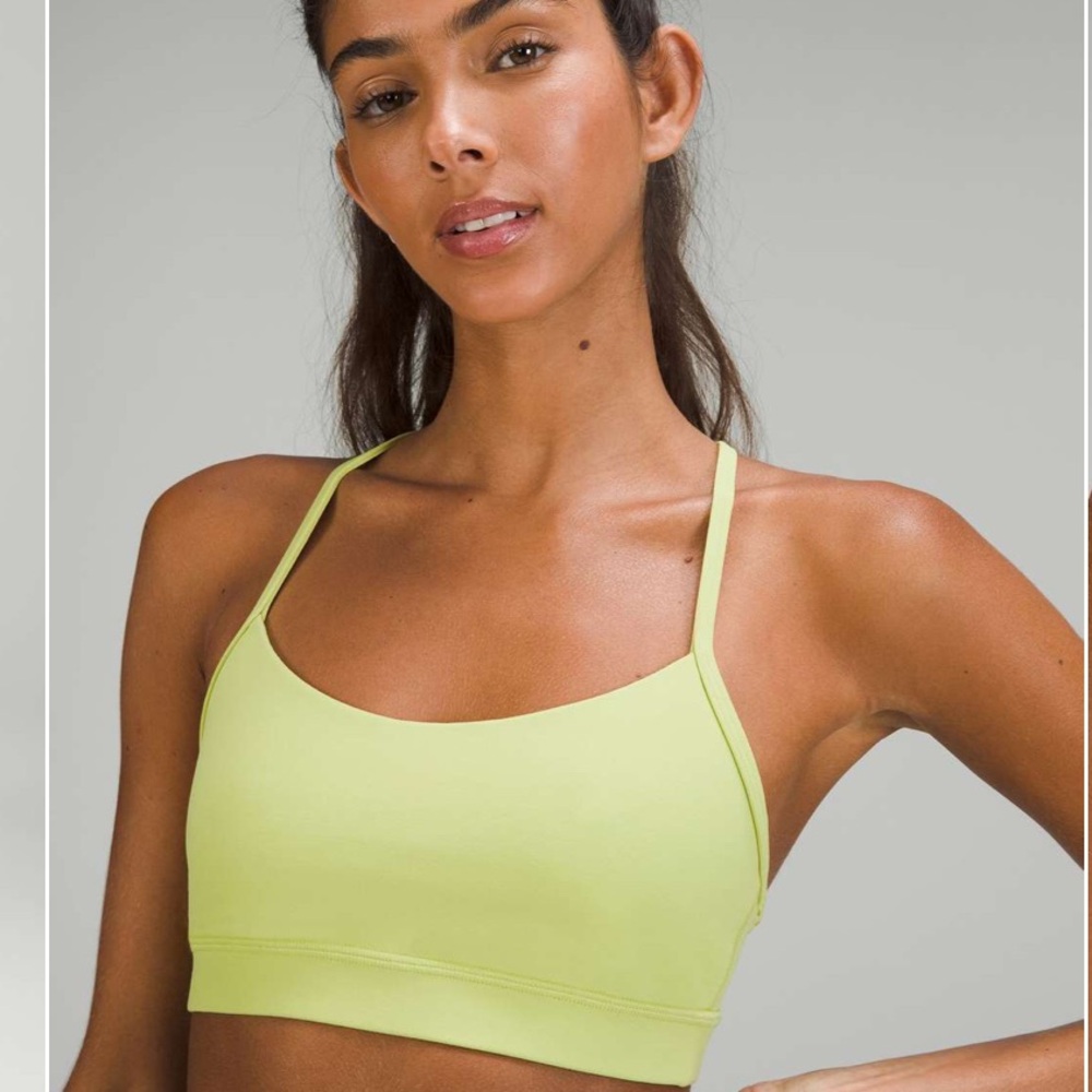 NWT Lululemon Flow Y Nulu Longline Bra. Size 6 A-C Cup. Color Wasabi
